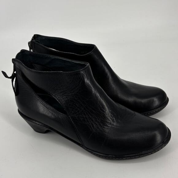 Dansko Bonita Black Leather Cut Out Booties 37 6.5-7 Casual Work Heeled - Picture 1 of 11